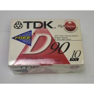 TDK Pack of 10 Cassettes D90LX / D90 Slimline Eco Case 90 minutes - New sealed
